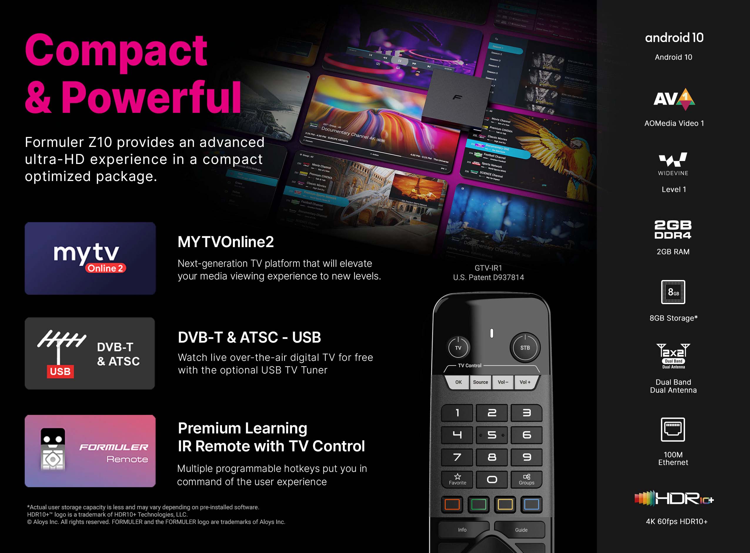 Formuler GTV - Décodeur IPTV - Android TV + Clé USB 2.0 Set 8 Go