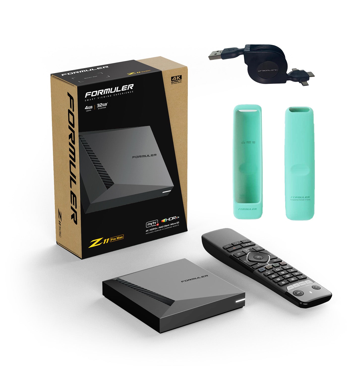 Formuler Z11 Pro Max + FREE ACCESSORIES: 1x TURQUOISE remote cover + 1x USB Retractable Turquoise Cable