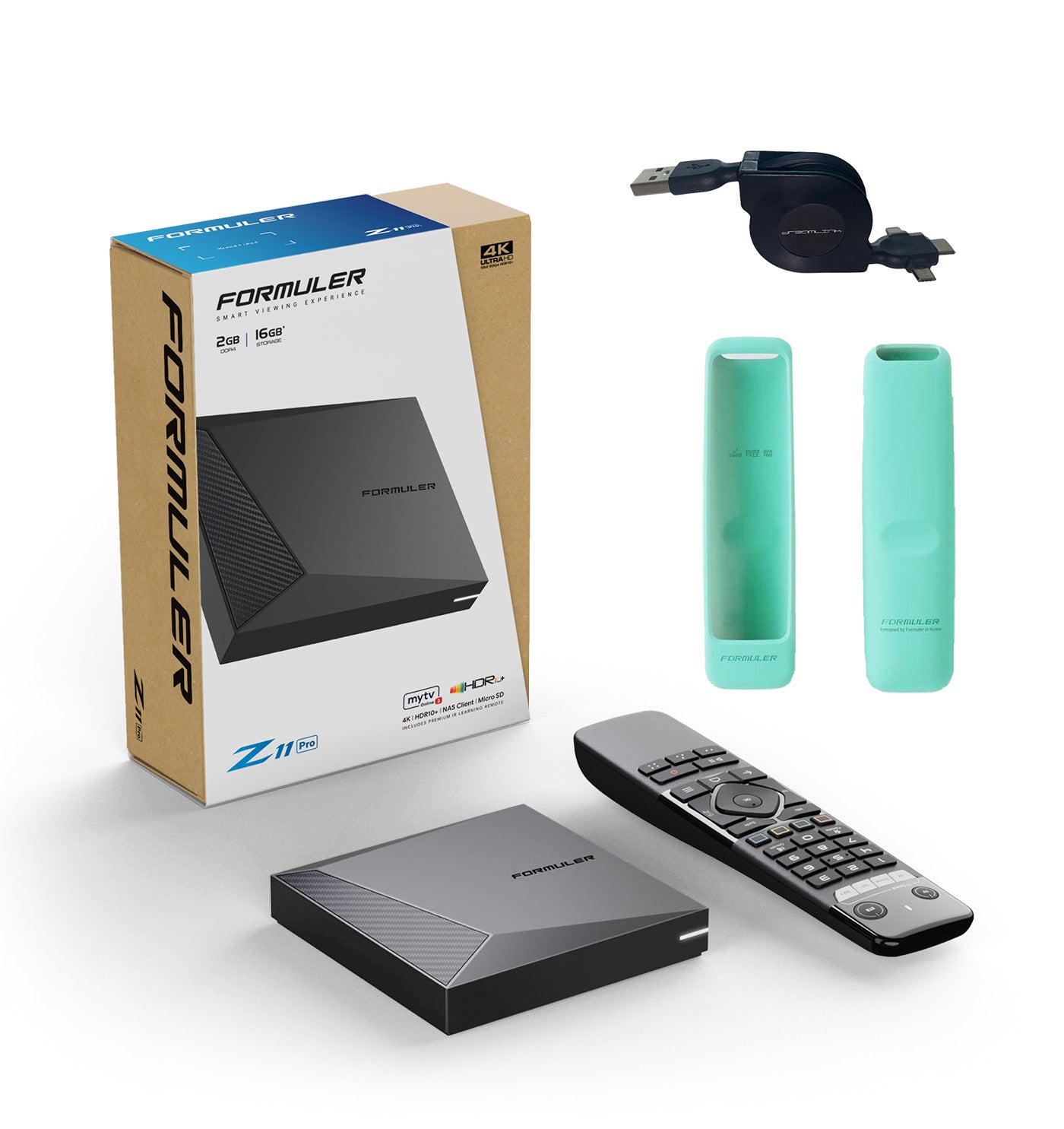 Formuler Z11 Pro + FREE ACCESSORY: 1x Turquoise Remote Cover + 1x Retractable USB cable