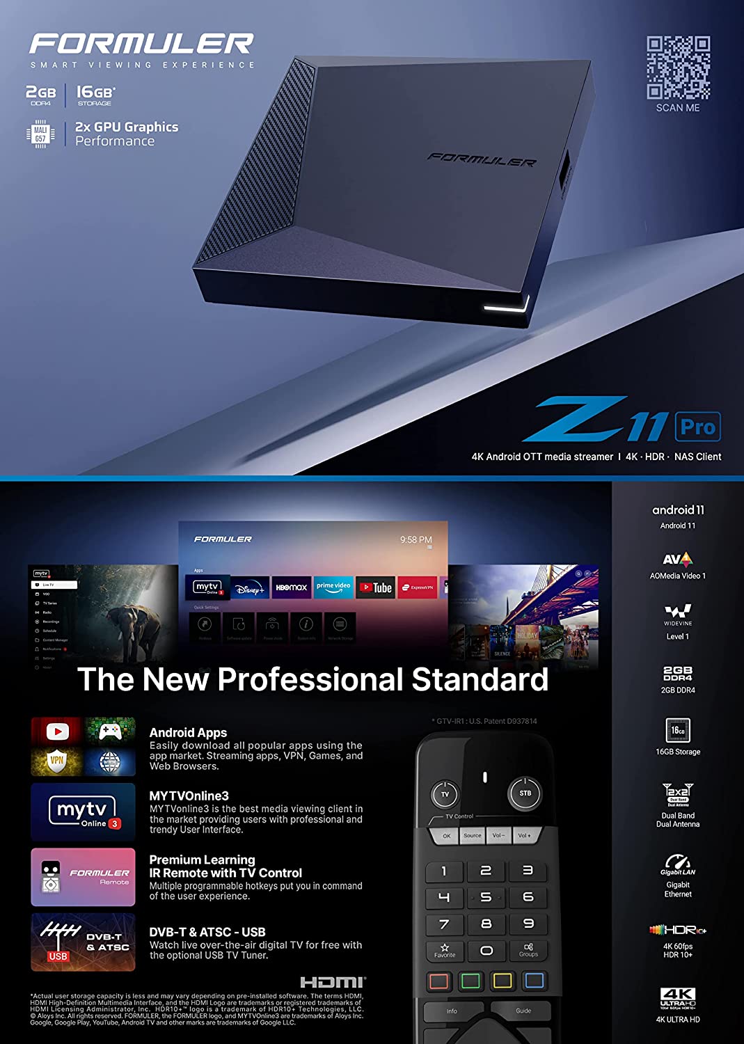 Formuler Z11 Pro + ACCESSOIRE GRATUIT : 1x coque télécommande turquoise + 1x hub USB